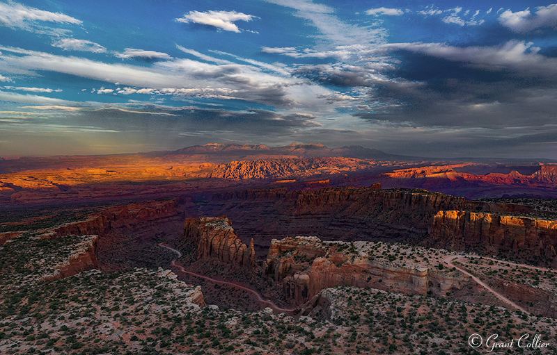 Aerial photo over Long Canyon at sunset.